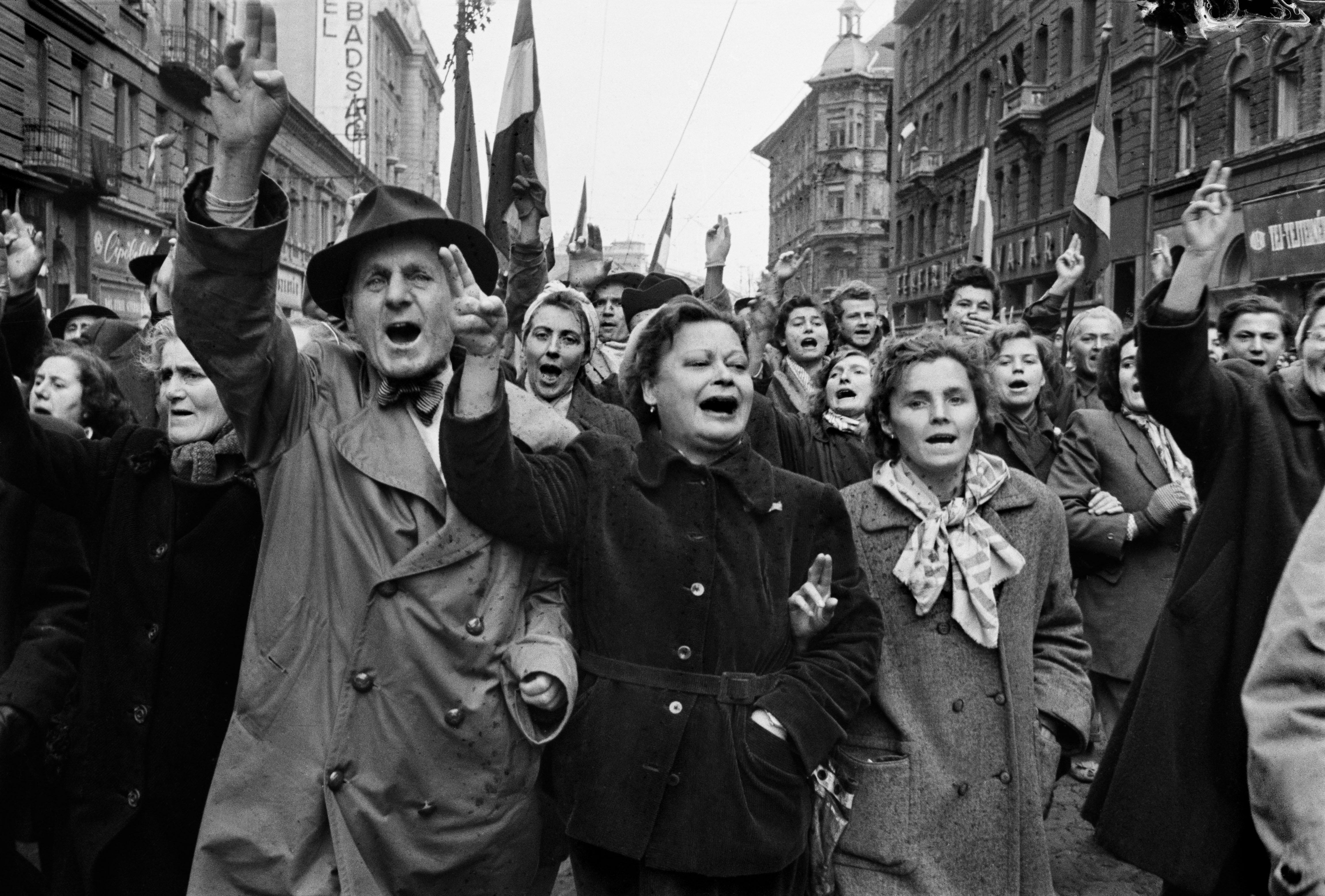 Hungarian people protesting